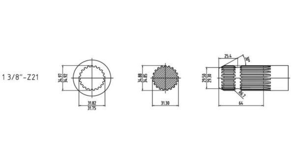 GE Force HD кардан 21-шлиц вместо 6-шлицевого для 4×75/4×80/4×85/4×90/4×95/6×75 — 3088/3300/3800/4500